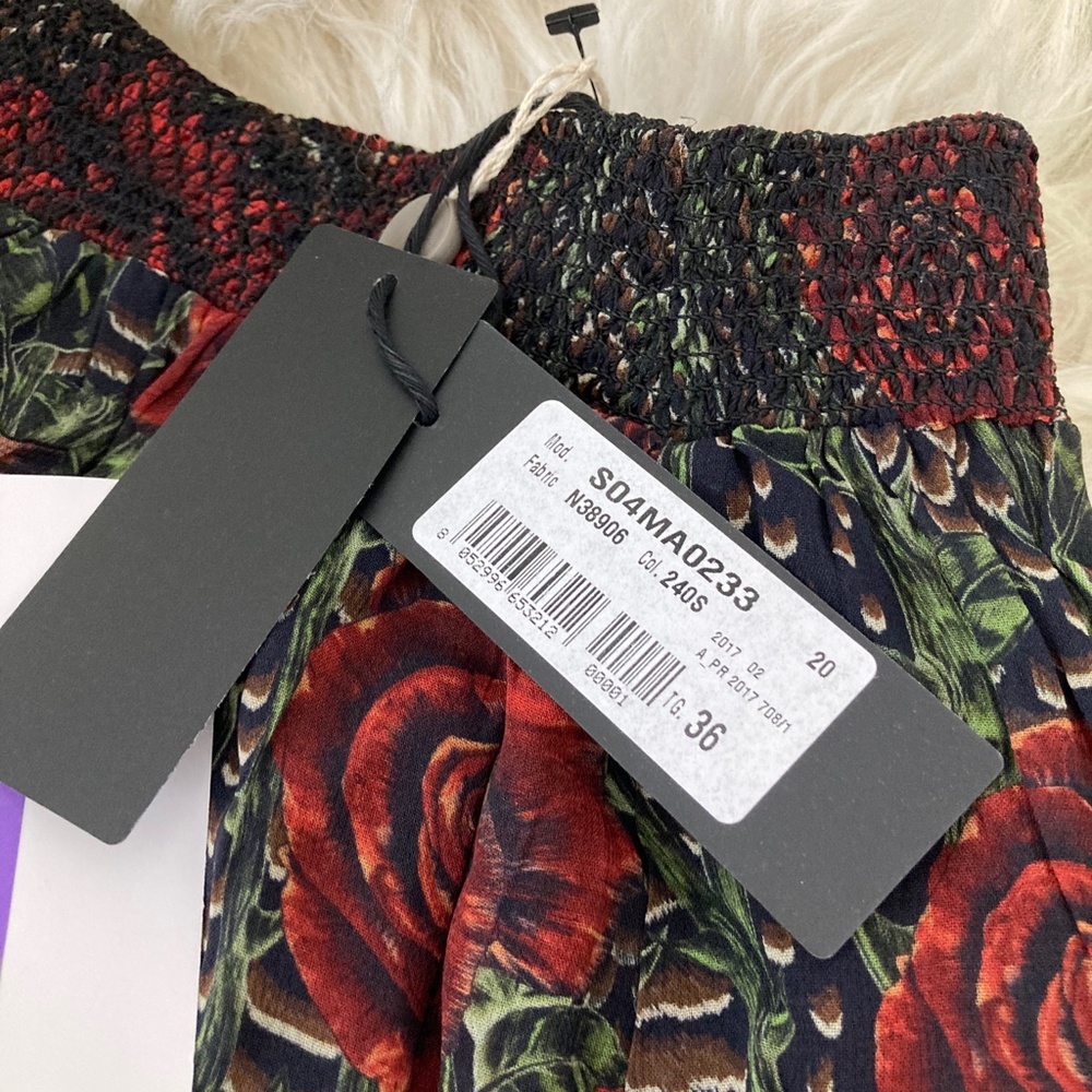 Just Cavalli Black Midi Dress with Red & Brown Rose Print NWT - Picture 7 of 8